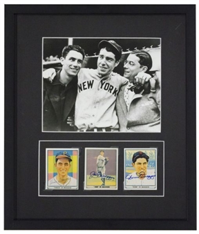 Joe Dimaggio, Vince DiMaggio, & Dom DiMaggio Signed & Framed Baseball Card Display
